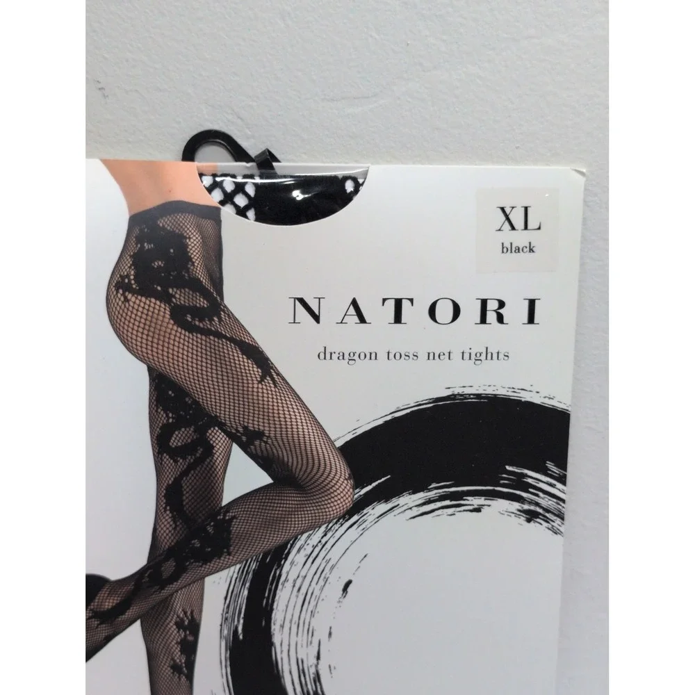 Natori Women's Dragon Toss Net Tights Black XL New